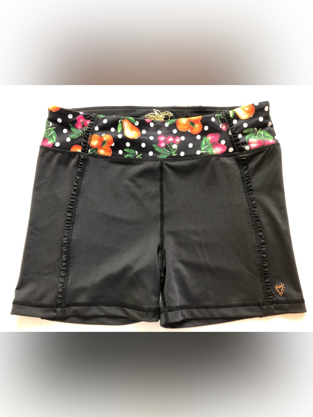 Betsey Johnson Shorts - Women’s Blk w/ Fruit Print Waist. Athletic Shorts. Med